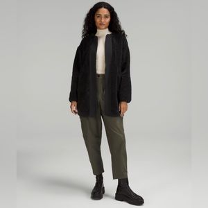Lululemon Sherpa Full Zip Long Coat Size 14 Black
